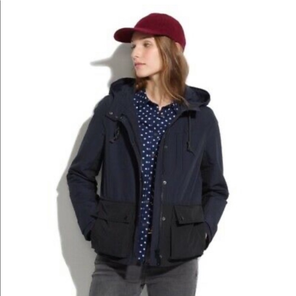 Women's Navy Hooded Anorak Jacket